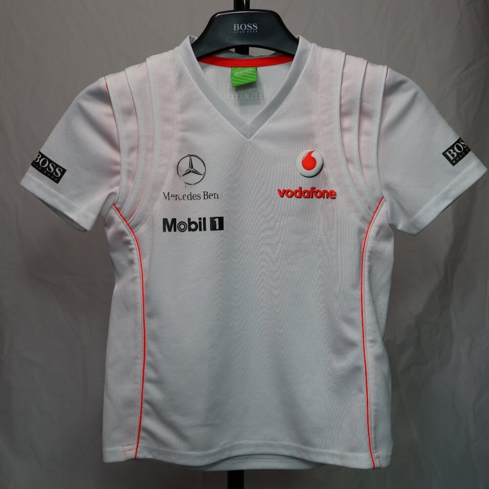 Hugo Boss Kids Vintage Jersey T-Shirt Vodafone Mclaren Mercedes Benz Racing F1